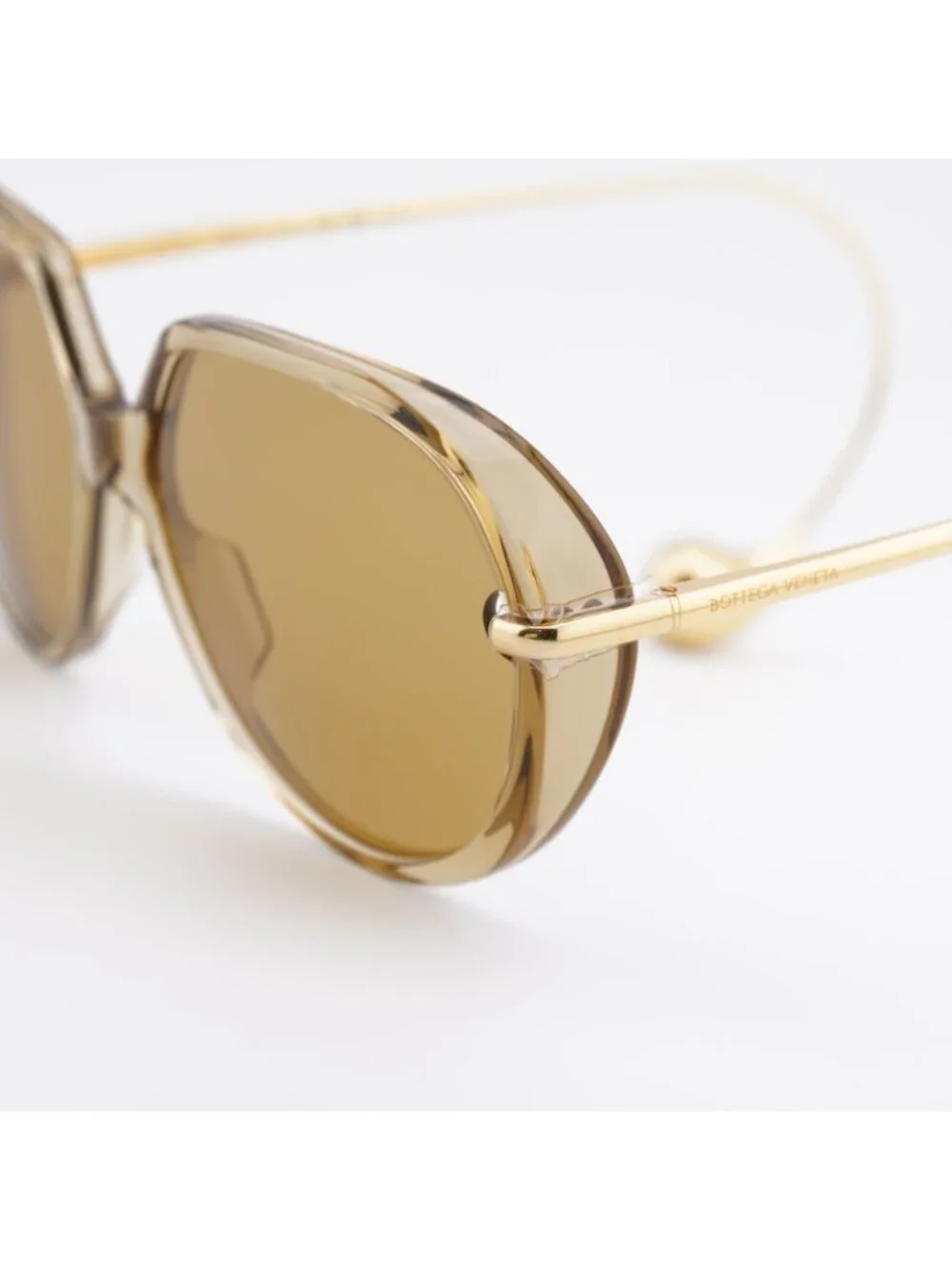 Bottega Veneta BV1436S 004 Sunglasses Shiny Transparent Yellow/Gold Square Frame